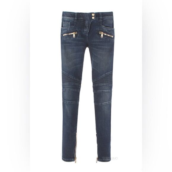 Balmain Stretch biker jeans Denim 34 NWT - Picture 1 of 11